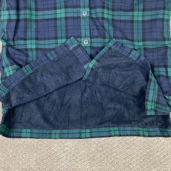 LL Bean Fleece Lined Hooded Shirt Jacket Shacket Women's Small Plaid Hoodie - Picture 4 of 10